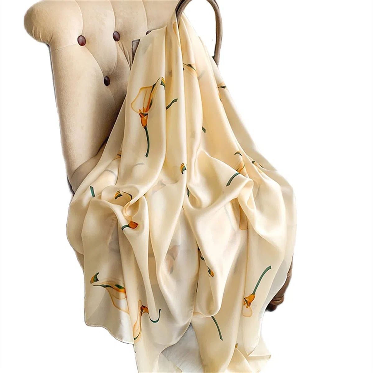 Bufanda de Seda de Verano para Mujer, Chal y Envoltura para Dama, pañuelo Largo, pañuelo para Mujer, Hijab, estolas de Playa Suaves (A 180 cm x 90 cm)