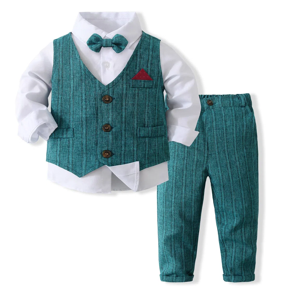 Conjunto de pantalones de corbata para niños, camiseta formal para niños