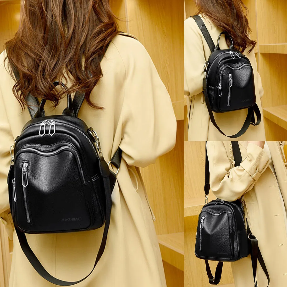 Mochila pequeña para mujer, mini mochilas de piel sintética para mujer, versátil, 3 en 1, bolso de mano de moda, mochilas de viaje