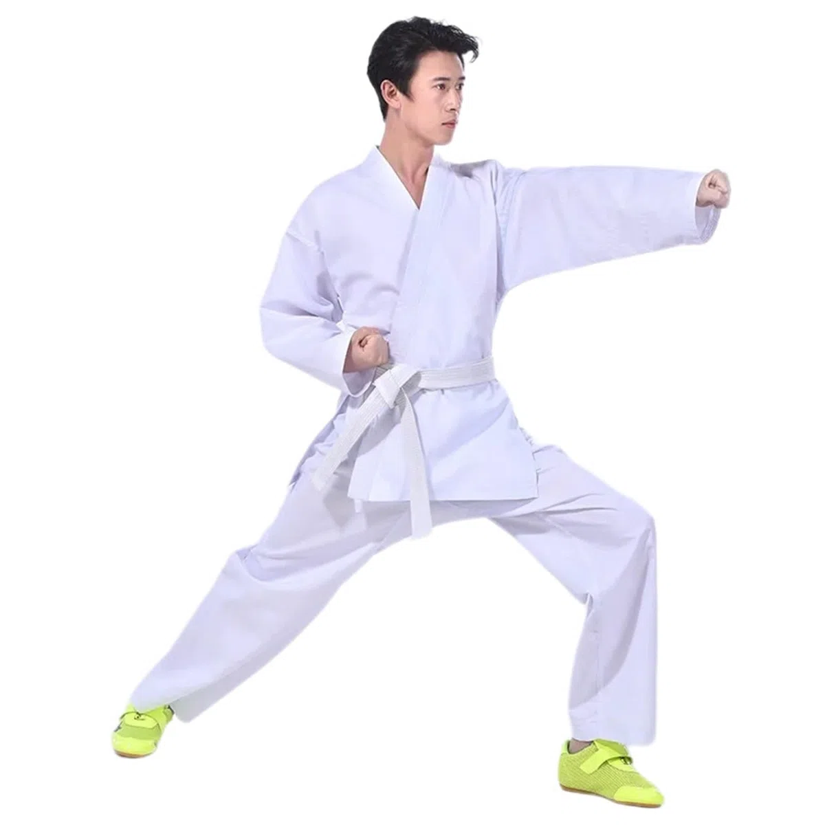 Traje de Uniforme Karate Gi, Cintura elástica for niños, Entrenamiento Deportivo, Gimnasio, cinturón Blanco para Formación, Rendimiento(200cm)
