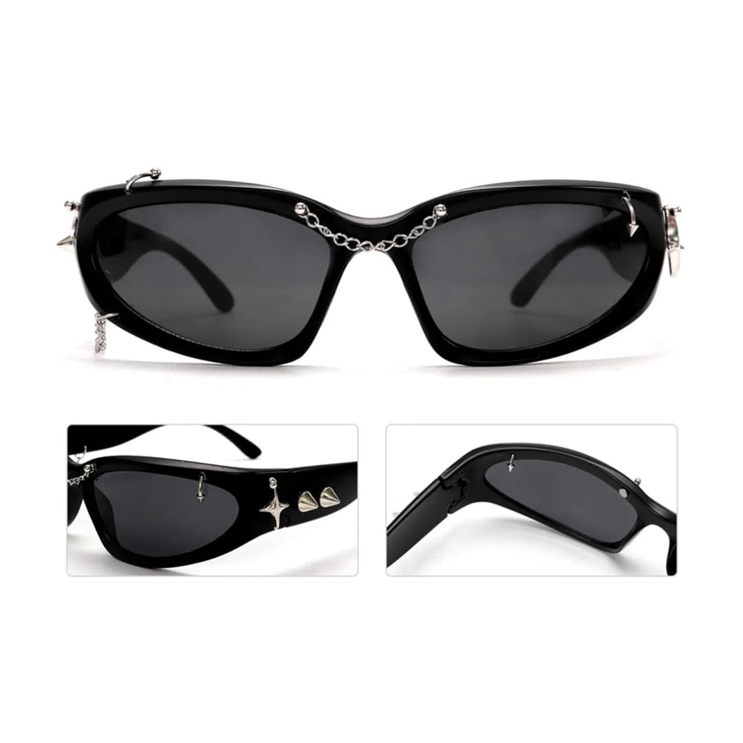 Gafas de sol de moda Punk Rivet con protección UV