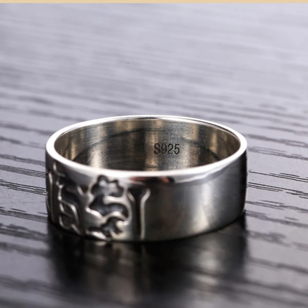 Anillo de compromiso 925, anillo de compromiso para hombre, anillo budista de plata grabado con mantra