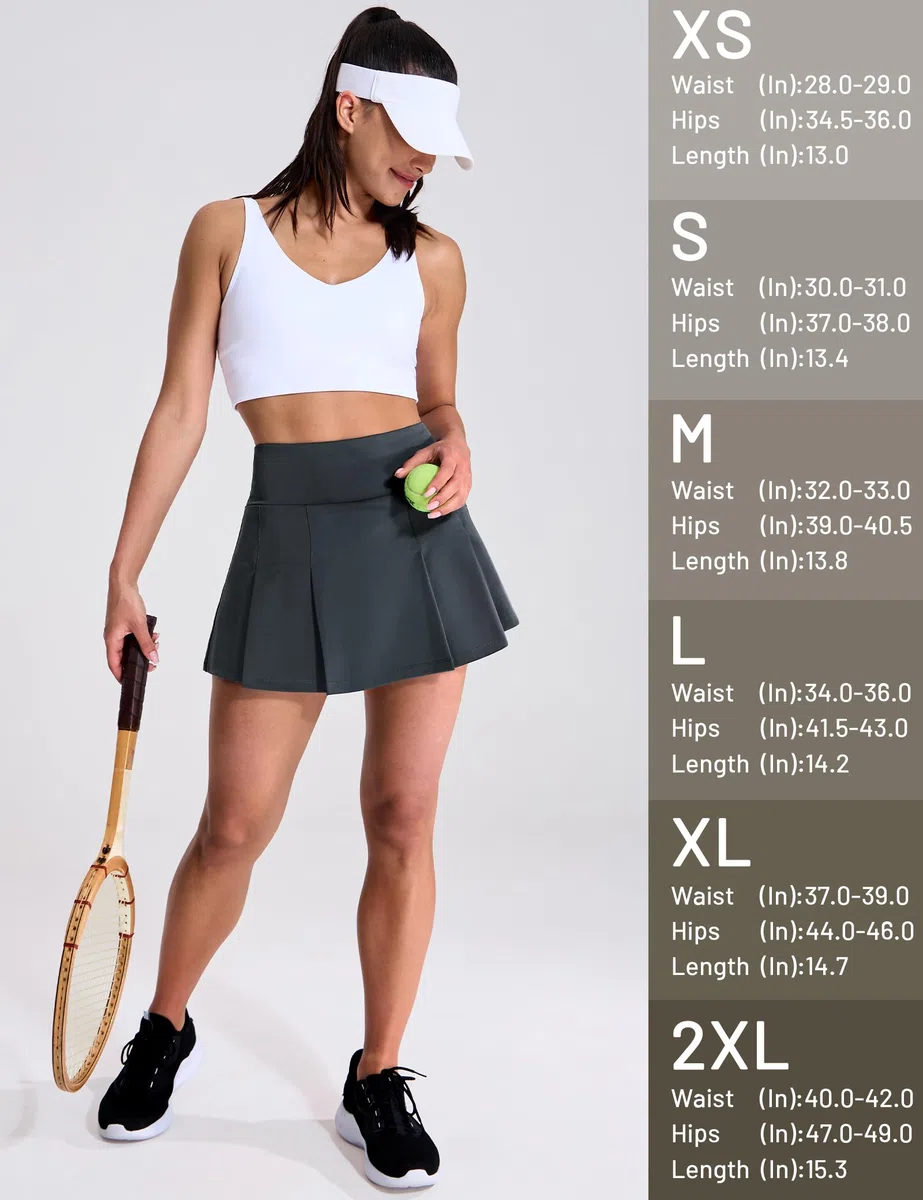 MIER Faldas de tenis para mujer, falda plisada de golf con bolsillo de forro de cintura alta, falda atlética para correr, entrenamiento, deportes