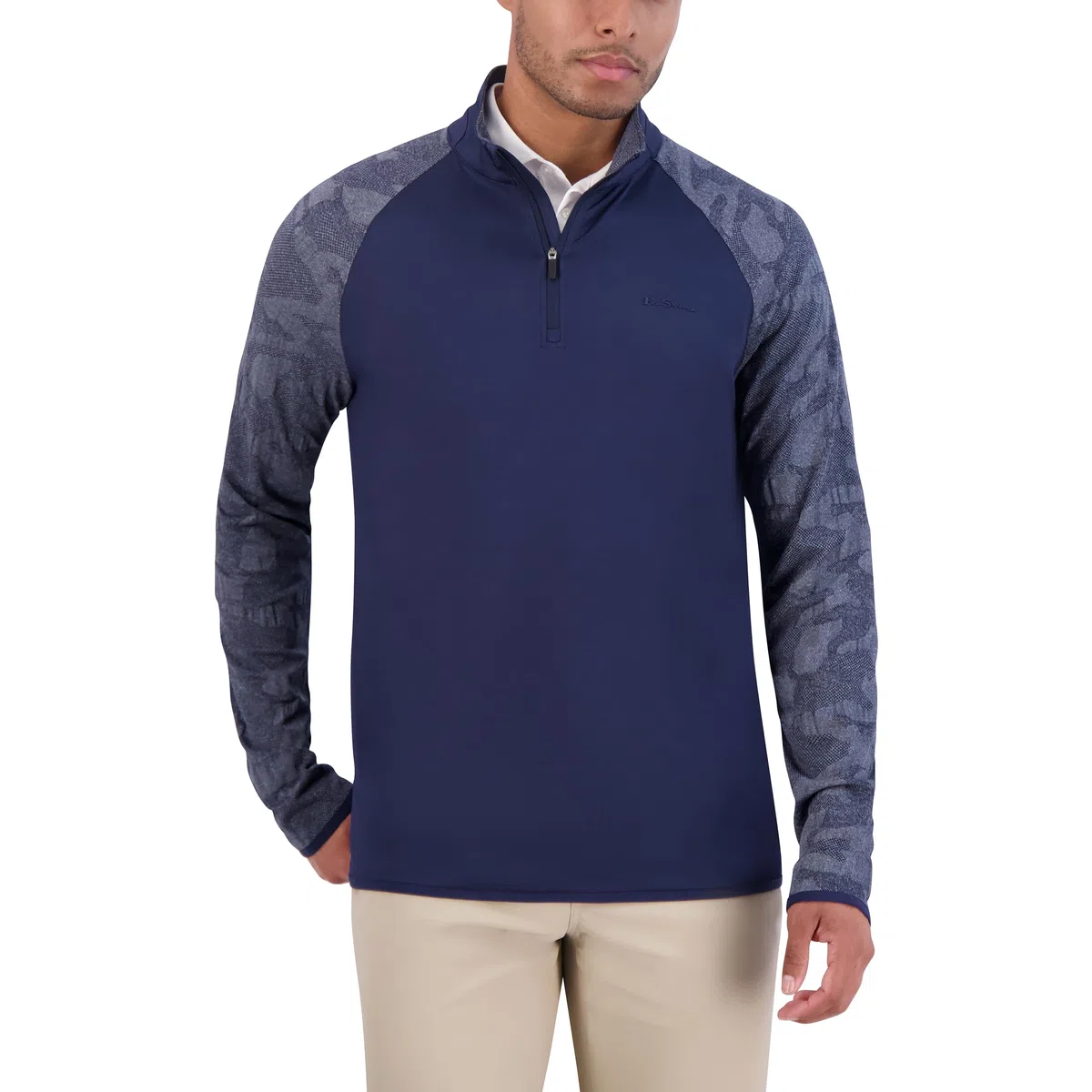 Ben Sherman Camo Jacq Sleeve Quarter Zip Top Suéter sin Botones para Hombre
