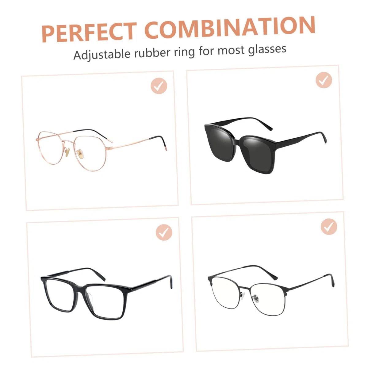 KOMBIUDA Correa para Gafas Cuentas de Plástico Hechas a Mano, 2 Piezas, Diseño Delicado y Antideslizante para Sujetar Gafas en Actividades Diarias