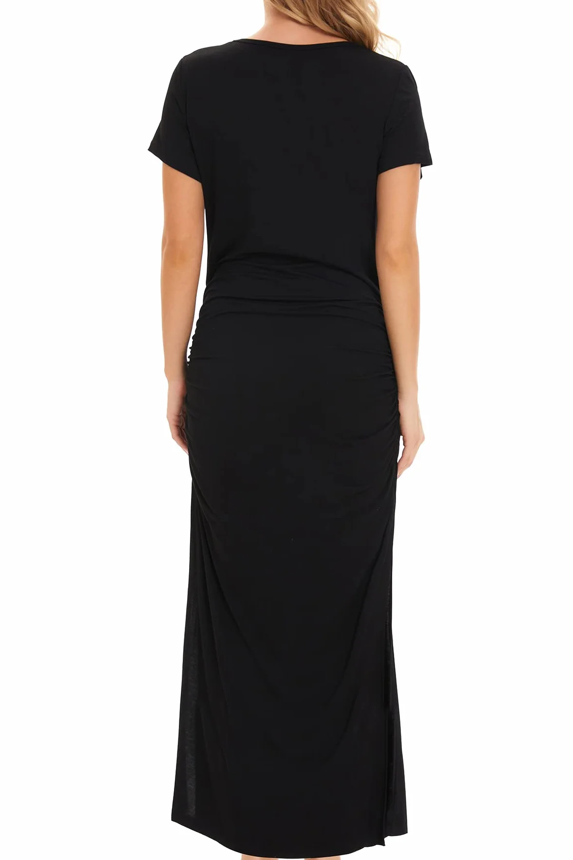 Smallshow Vestidos de Maternidad Mujer Larga Side Split Ropa premamá Black M