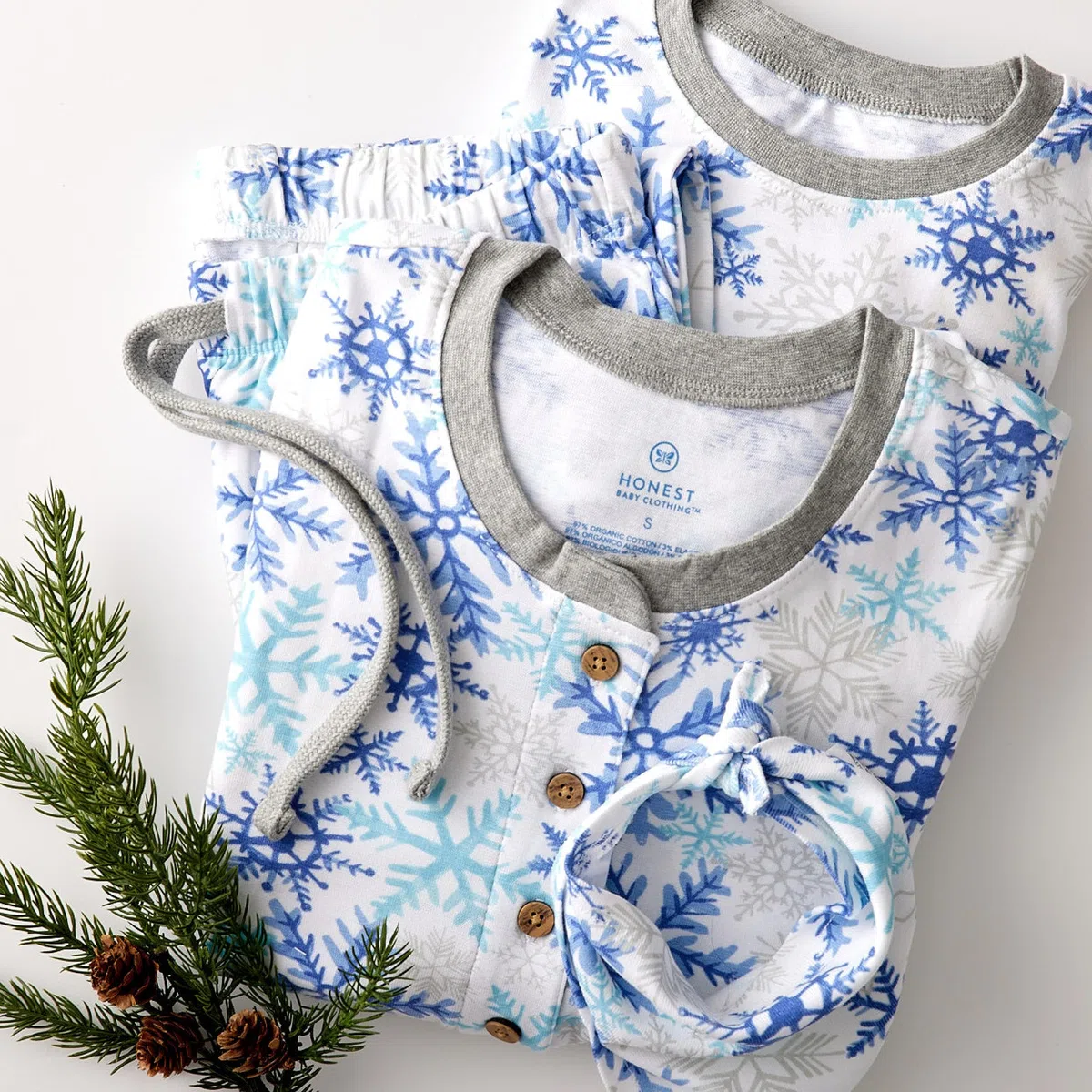 HonestBaby Organic Cotton Holiday Family Jammies Pajamas Juego de Pijama Unisex bebé