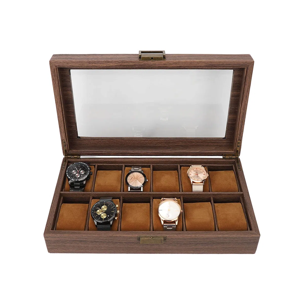 TOPINCN Caja Organizadora para Relojes, Estuche de Almacenamiento de Lujo con 12 Compartimentos para Uso Doméstico y de Oficina, con Cuero PU e Interior de Franela