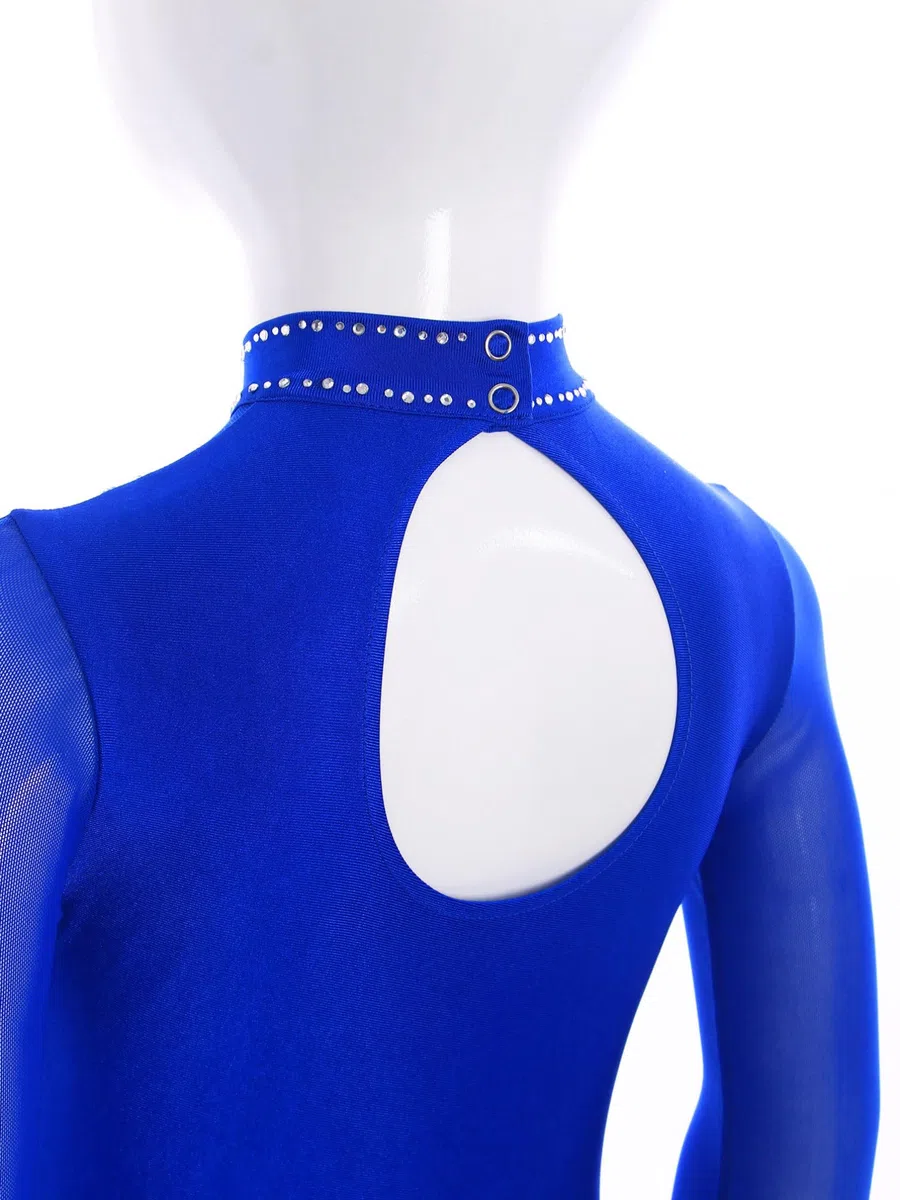 TiaoBug Conjunto De Baile Para Niñas Leotardo Gimnasia Rítmica Manga Larga Con Pantalones Cortos Y Leggings Traje De Patinaje Artístico Azul 15-16 años