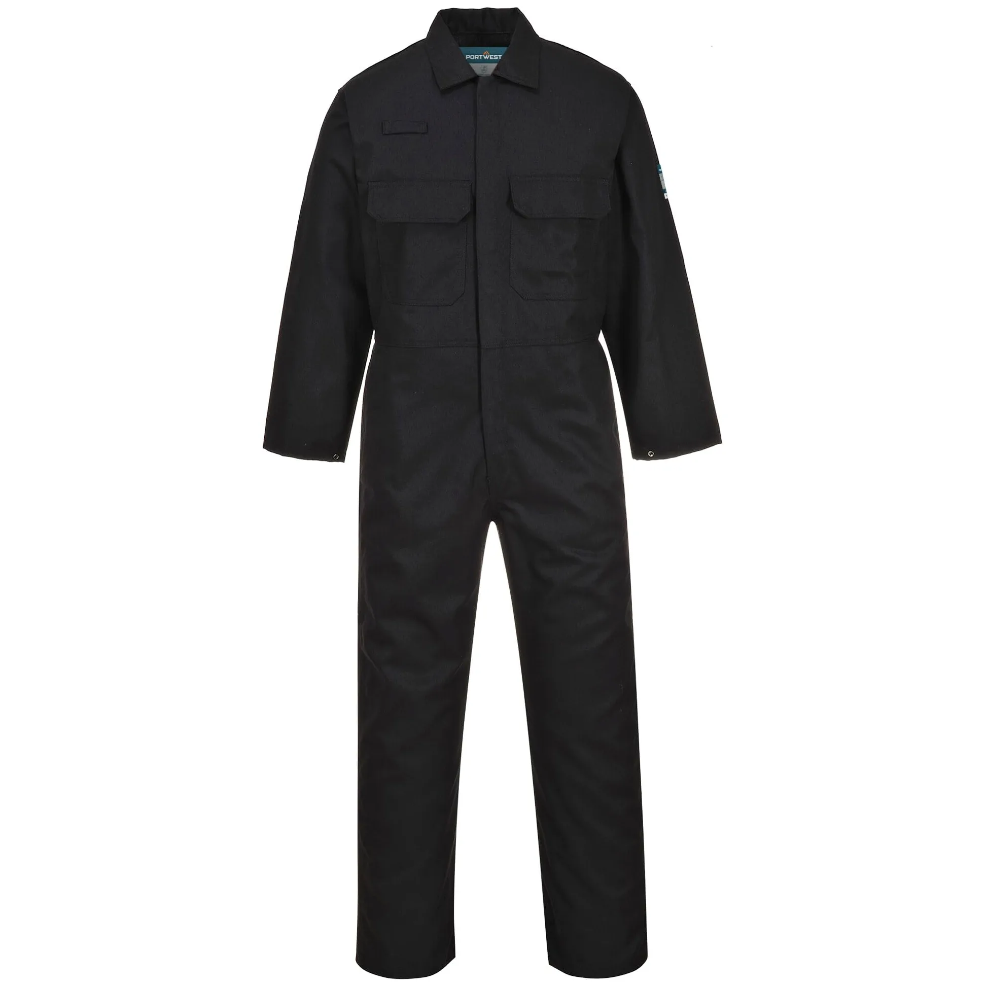Portwest Buzo Ignífugo Bizweld, Tamaño: L, Color: Negro, BIZ1BKRL