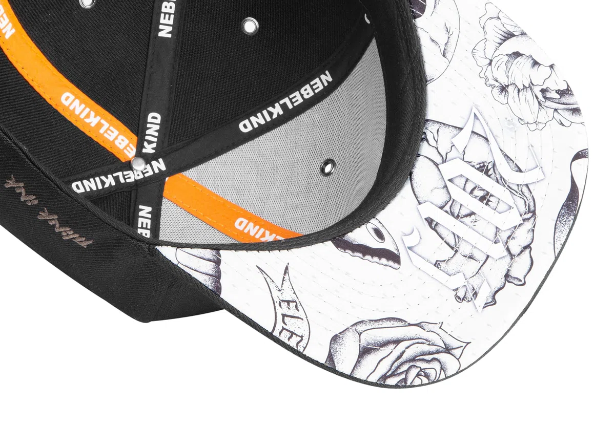 Nebelkind Snapback Cap Men Women Inked Negro, One Size OneSize, tamaño Ajustable, Unisex, Gorra de béisbol Moda, Estilo Streetwear, Gorra de béisbol con Visera Recta, Retro