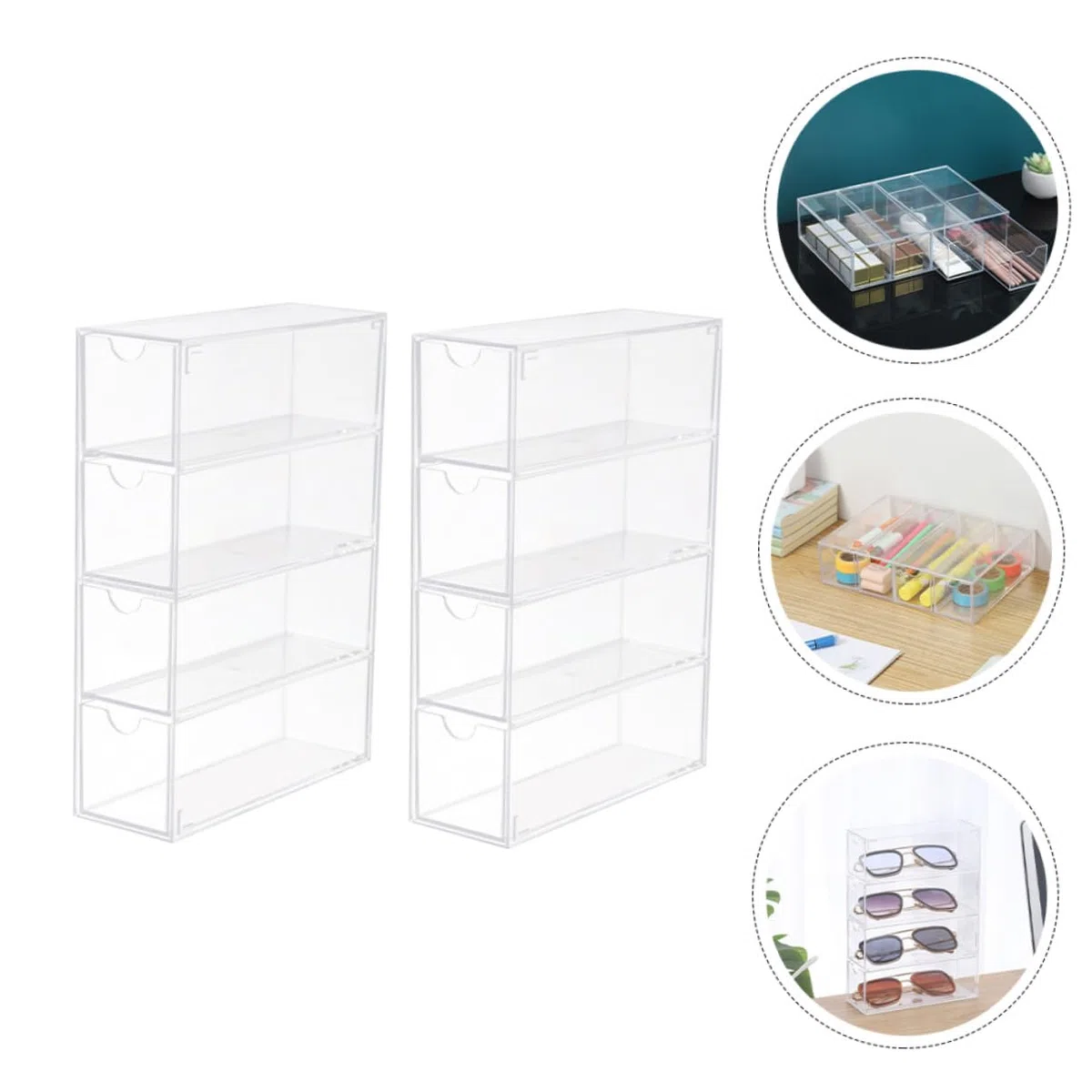 ibasenice Caja Expositora de Gafas de PS Transparente 2 Unidades, Diseño Simple para Almacenar y Exhibir Gafas en Tiendas o Escaparates