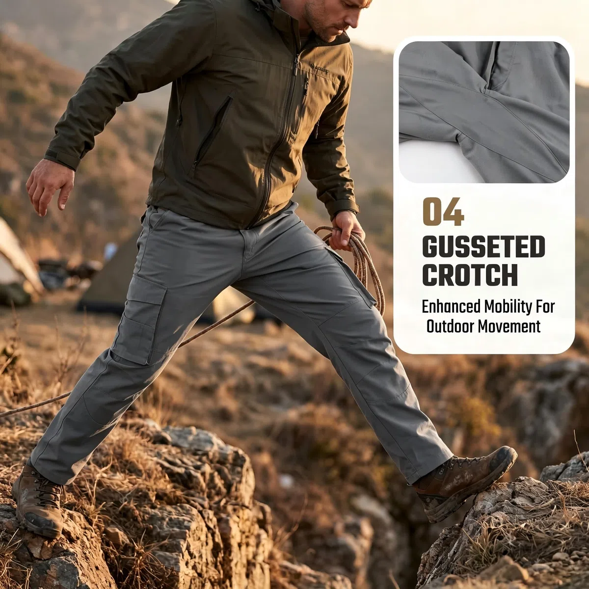 ZITY Pantalones Cargo Hombre Tácticos Ripstop Multibolsillos, Pantalones de Trabajo Outdoor Resistentes para Trekking y Senderismo