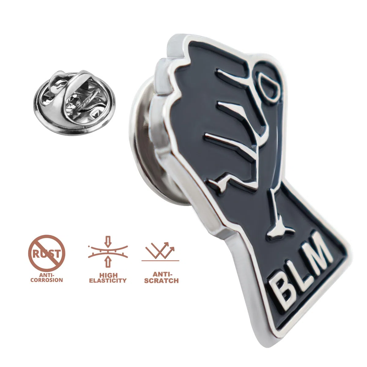 6/12/50/100 pines de solapa BLM plateados y negros Lives Matter BLM (1 pulgada), 1 inch, Metal, No es una piedra preciosa
