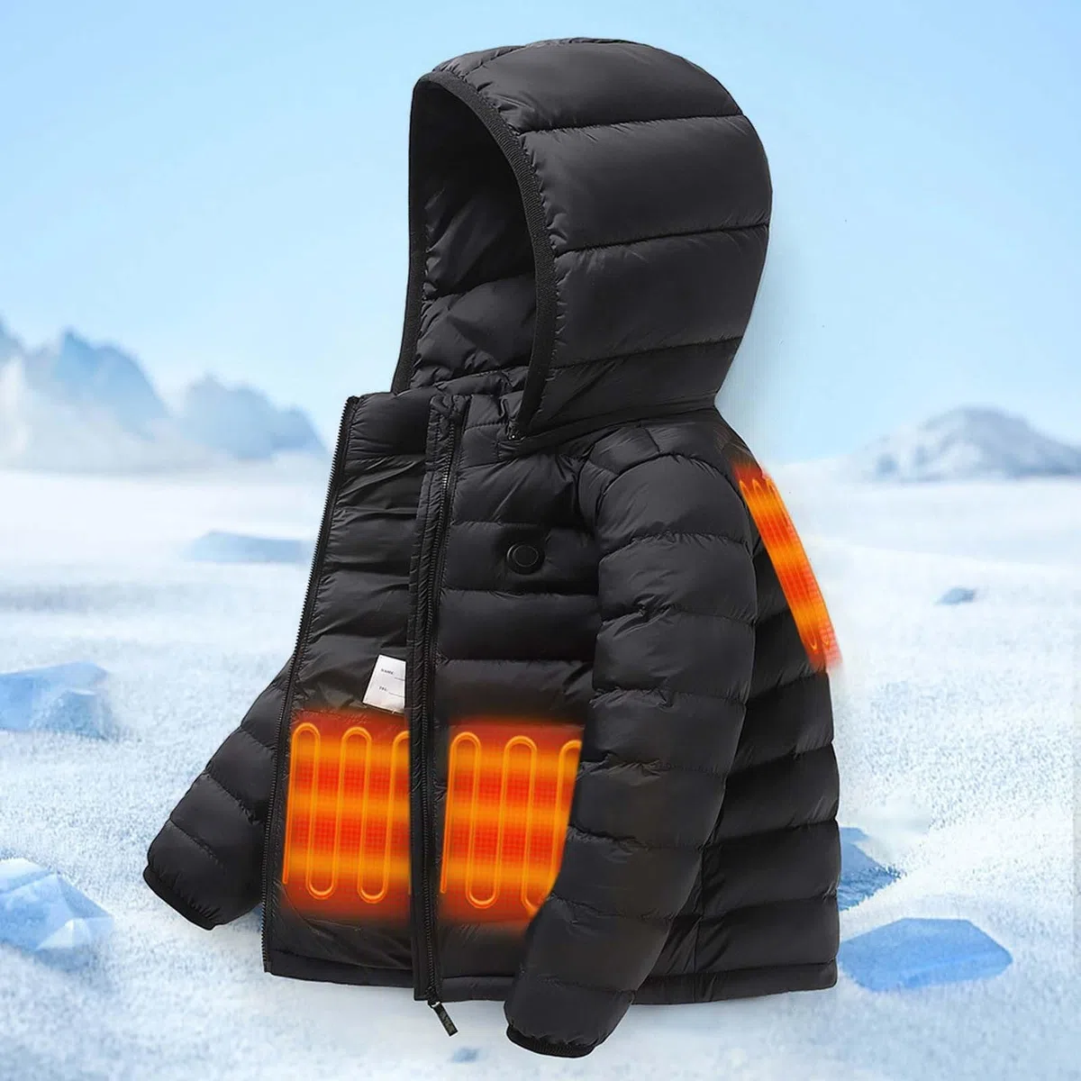 Generisch Chaqueta calefactable para niño, batería recargable, abrigo cálido de invierno con almohadilla térmica para niños y adolescentes en actividades al aire libre frías