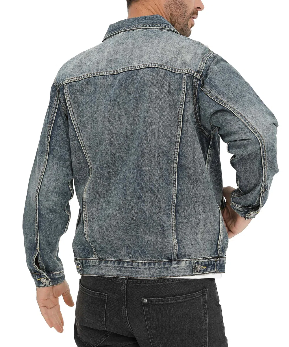 Hombre Denim Jacket para Chaquetas Vintage Vaquera Abrigo Lavado Jean Chaqueta de Moto Trucker Entretiempo Jacket con Botones