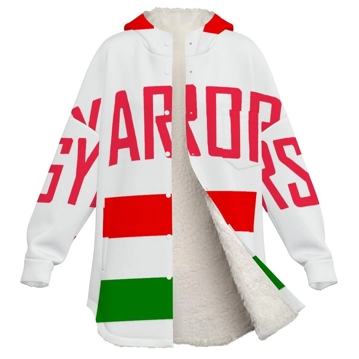 Sudadera Invierno con Capucha de Forro Polar Mujer Bandera Húngara Cálido Hoodies a Manga Larga Felpa Sudadera con Bolsillos, Rojo Y Blanco