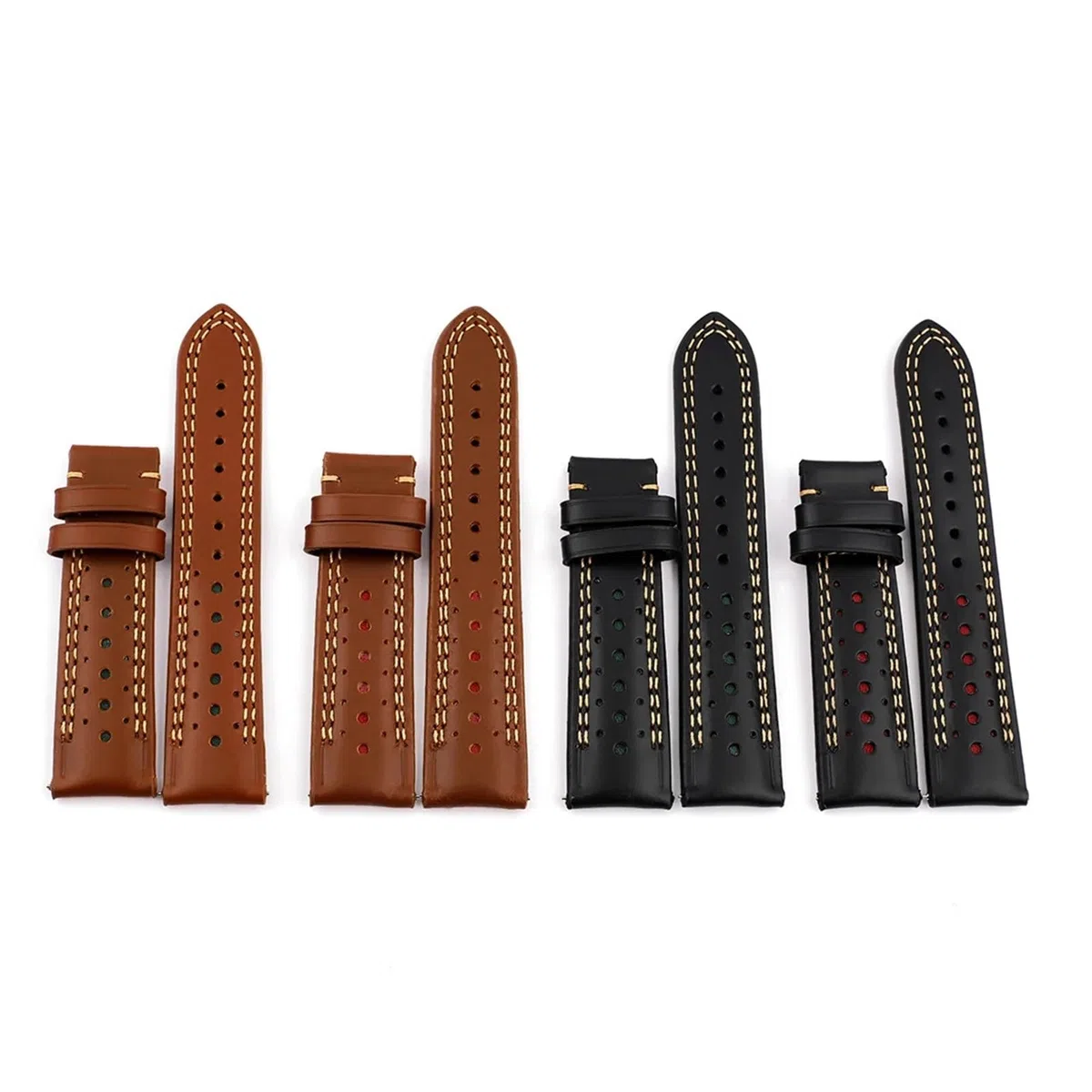 XILILHC Correas De Reloj Hechas A Mano, Correa Negra Marrón 22mm, Repuesto Suave Y Grueso, Pulsera Porosa Transpirable