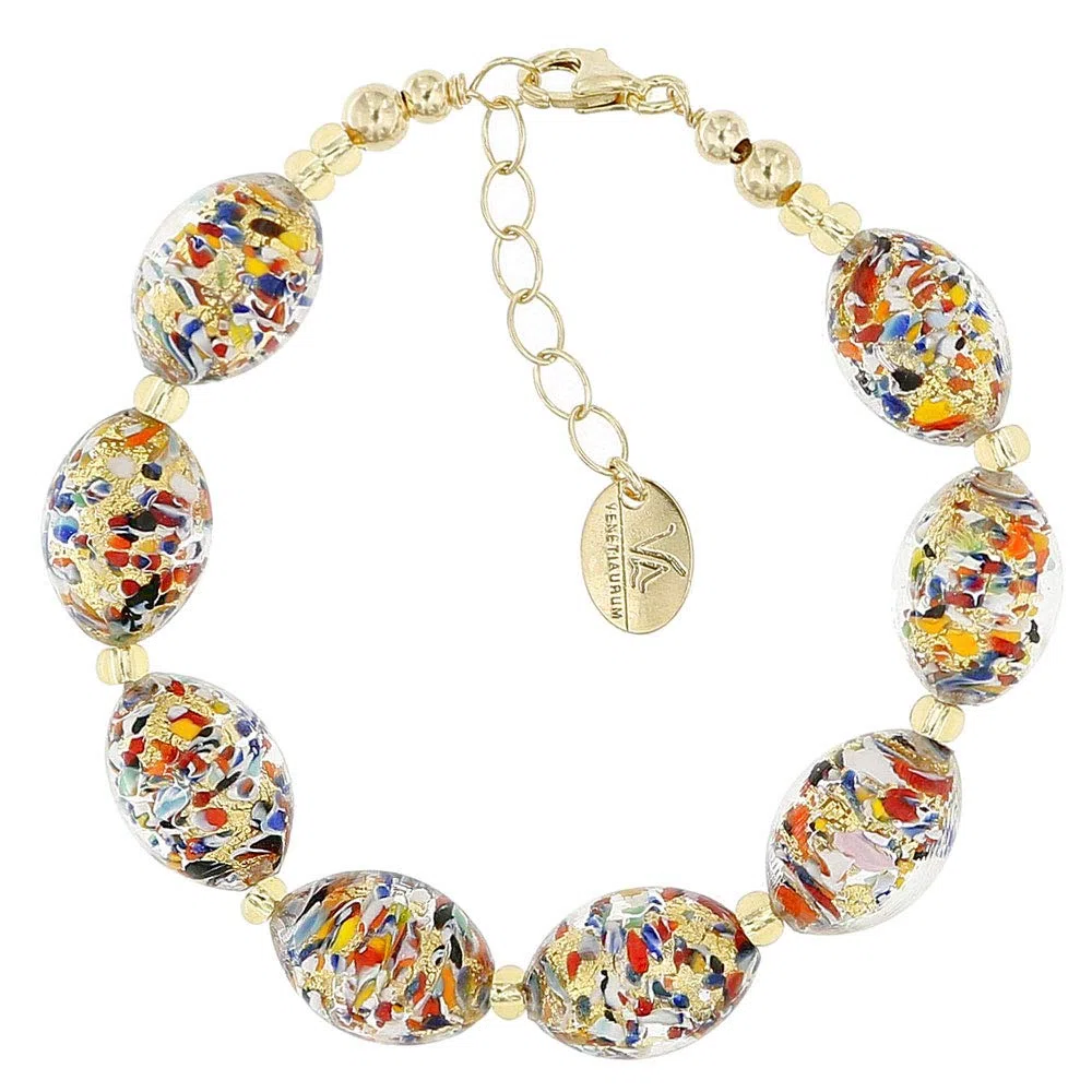 Venetiaurum - Pulsera de mujer con perlas de cristal original de Murano y plata 925 - Joya Certificada Made in Italy