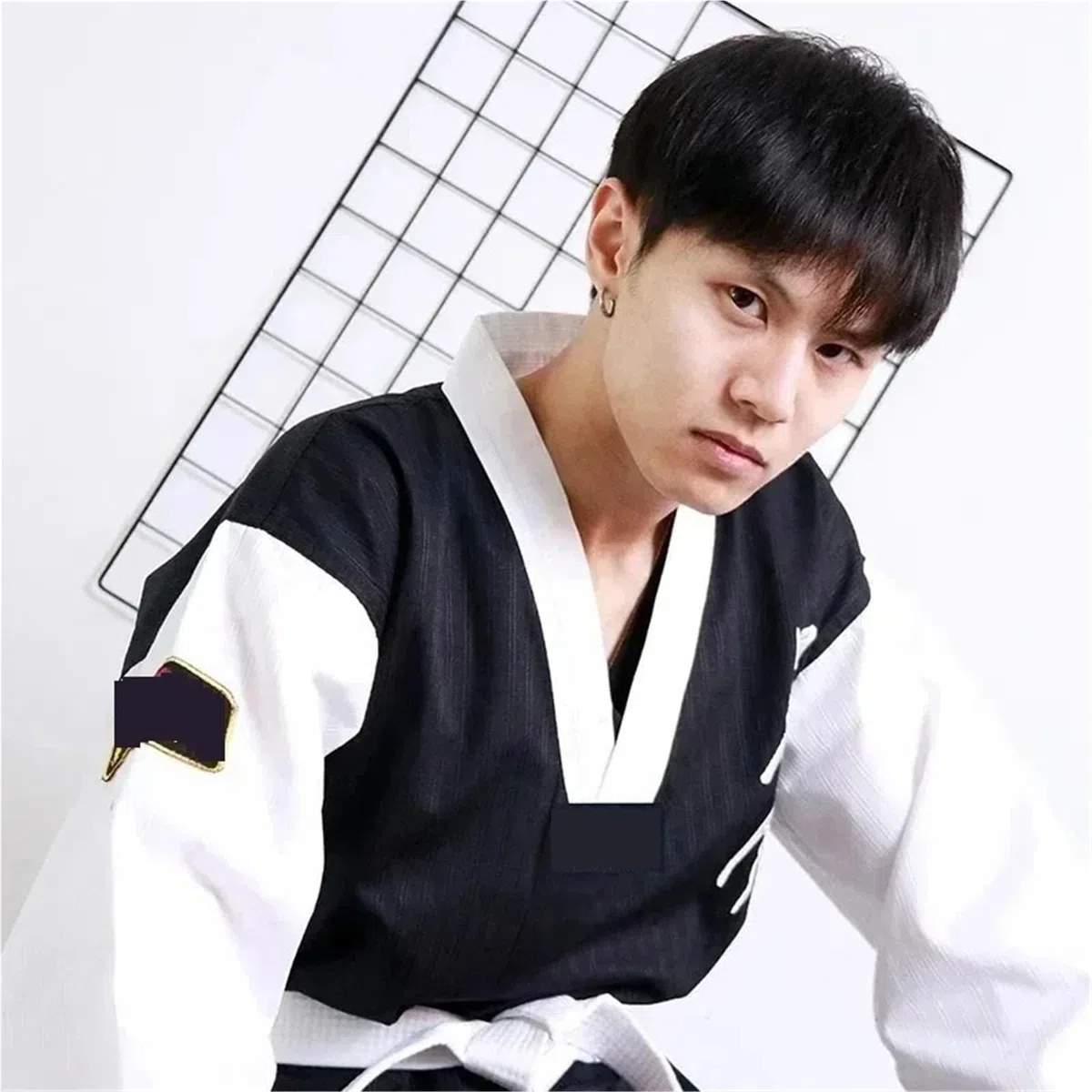 Traje de Karate Traje de polialgodón Taekwondo acanalado for niño adulto, uniforme Karate, atletismo artes marciales
