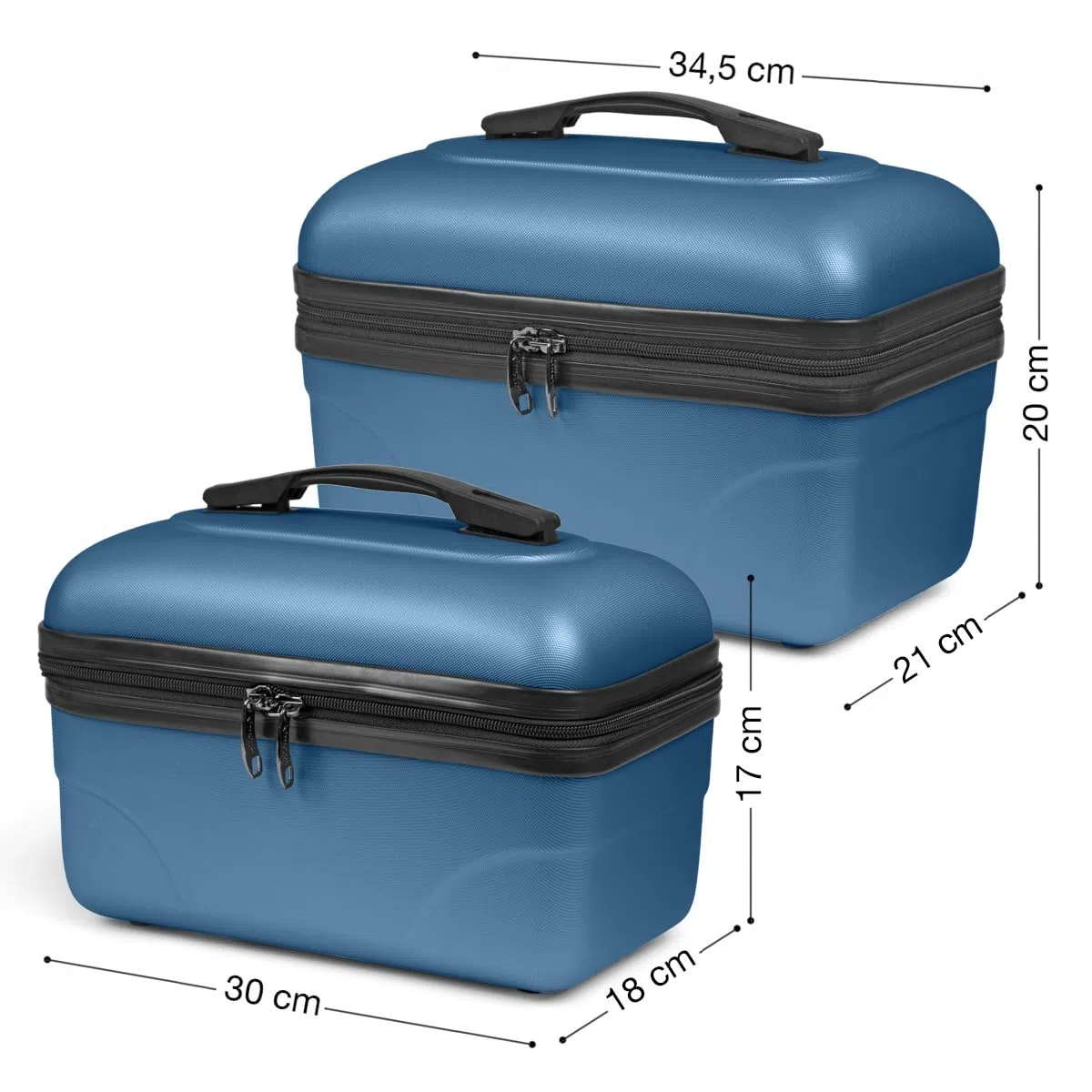 KINSTON Set di 2 Vanity Beauty Case da Viaggio per Cosmetici, Rigidi con Manico, Organizer da Viaggio, Scatola Portaoggetti – Grande Capacità