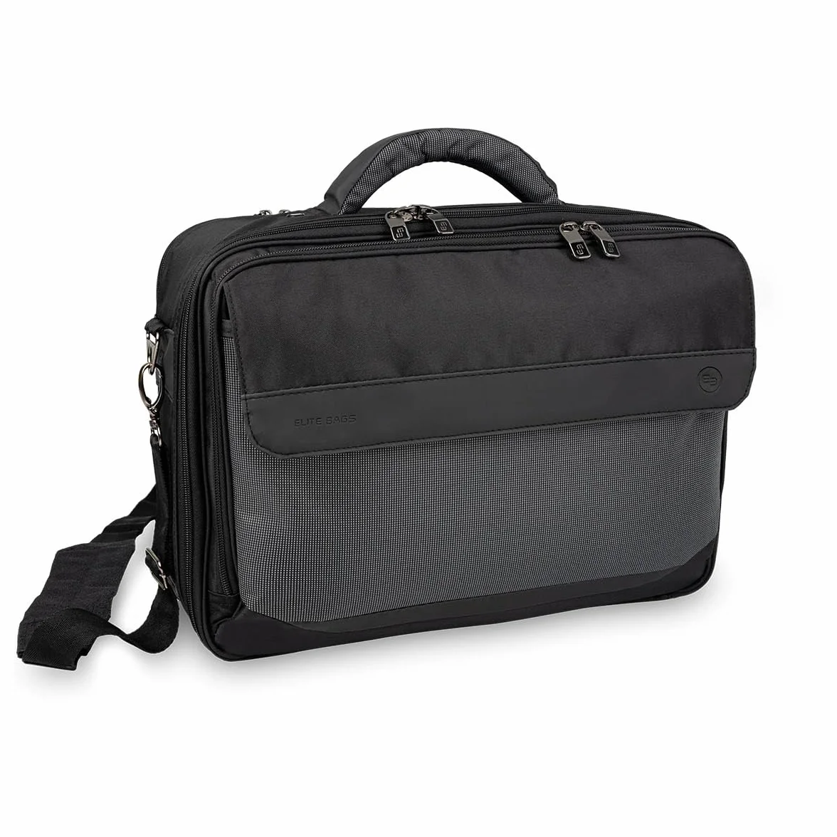 ELITE BAGS Doctor´S Bolsa del médico (Gris-Negro) | Sistema de transporte integrado y plegable; bolsillos modulares extraíbles, ampullarium