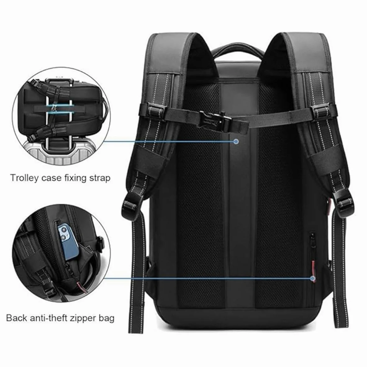 Mochila, Equipaje De Mano, Bolsa De Avión, Airbag De Vacío, Mochila De Viaje, Mochila De Mujer, Mochila De Viaje Al Vacío con Bomba, Impermeable, Maleta De Vacío For Hombre.(Noir,Air Pump)
