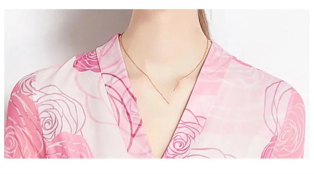 Vestido de mujer con estampado floral para oficina, retro, cintura alta, con cordones, cuello en V, manga larga, vestido midi, Negro, S
