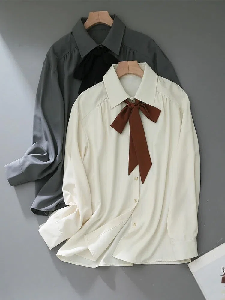 Blusas holgadas de manga larga para mujer, camisas de oficina