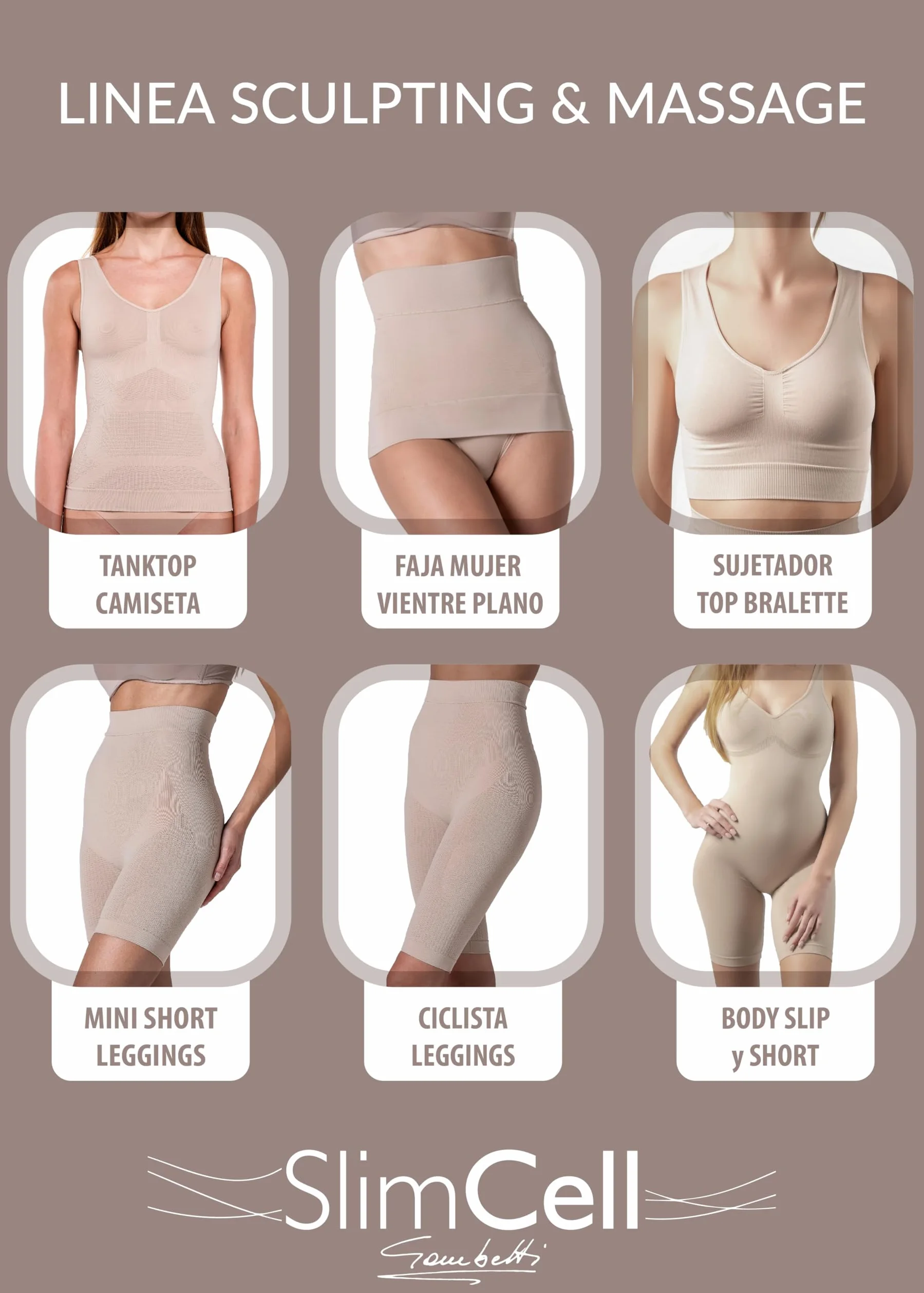 SLIMCELL Body Reductor Mujer Adelgazante Masaje Anticelulítico Short – Body Faja Reductora Mujer Abdomen y Caderas, Cómodo sin Aros, Fajas Colombianas Reductoras - Made in Italy