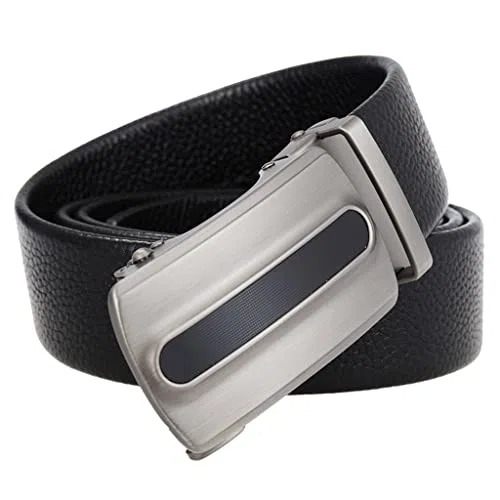 Cinturón de trinquete de Cuero para Hombres Hebilla Deslizante automática (Color : A, Size : 125cm)