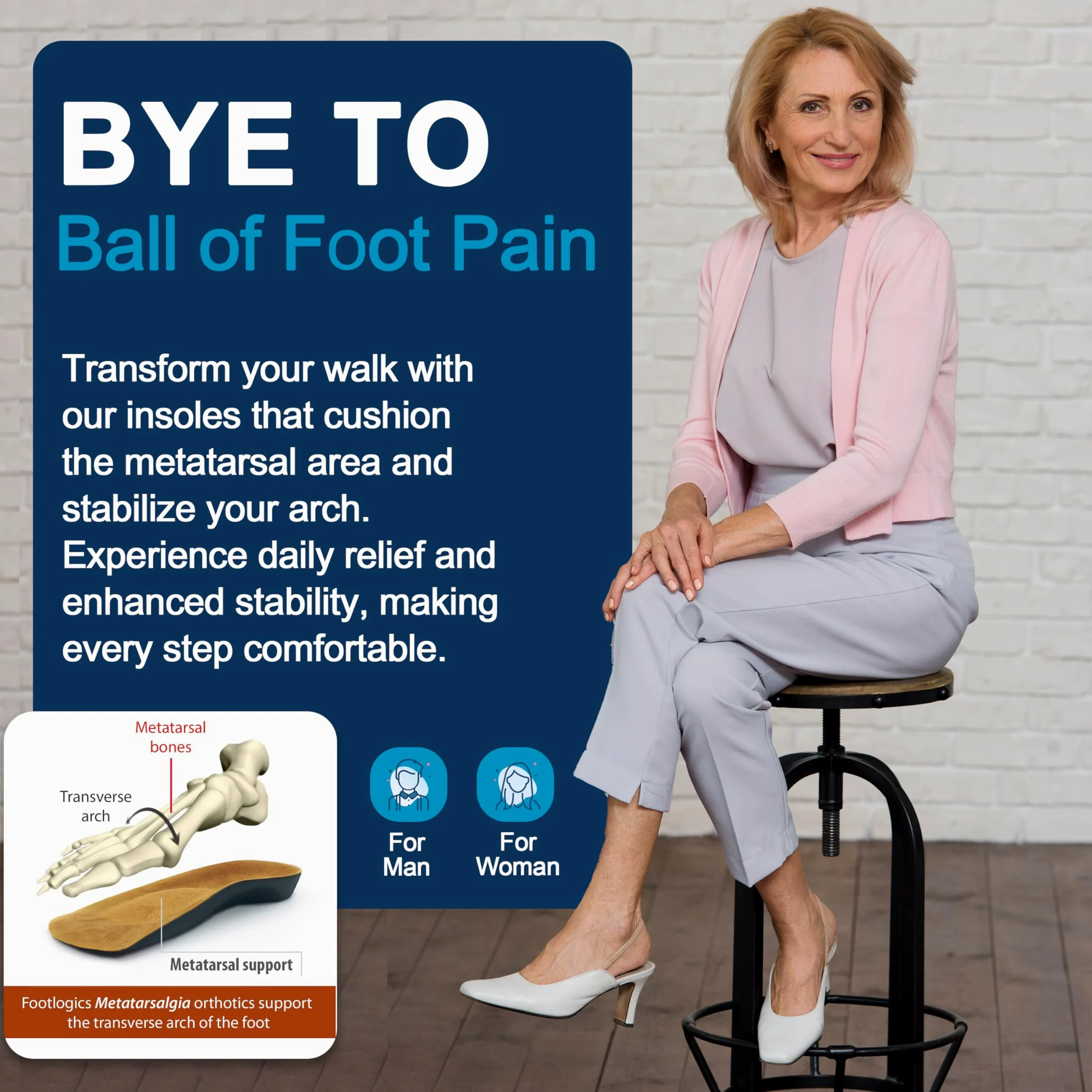 Footlogics Plantillas ortopédicas de 3/4 de longitud con elevación integrada para dolor de bola de pie, neuroma de Morton, pies planos, metatarsalgia, Longitud de la metatarsalgia: gamuza, M (Men's 8