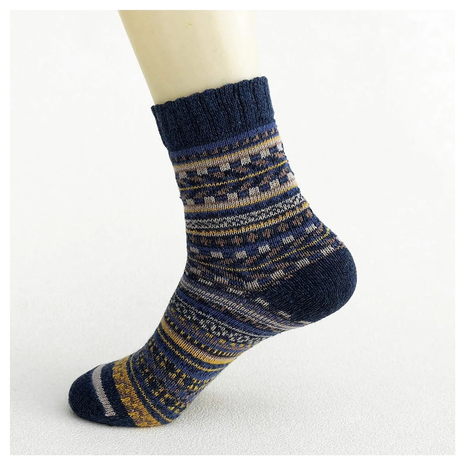 Calcetines Térmicos Calcetines De Invierno Para Mujer, 5 Pares, De Algodón, De Punto Grueso, Vintage, Suaves, Acogedores, Casuales, Para La Tripulación Calcetines Invierno