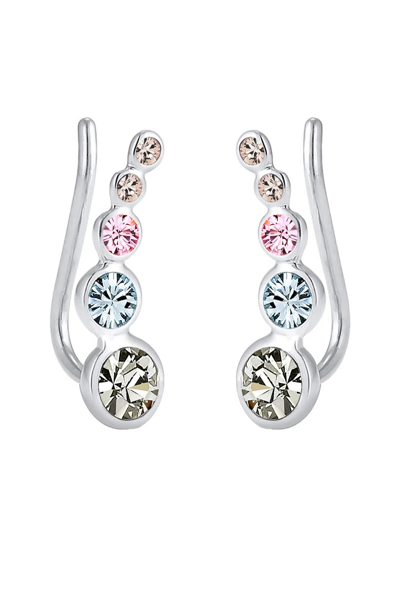 Elli Earrings Earclimber Circle Geo Crystals 925 Sterling Silver