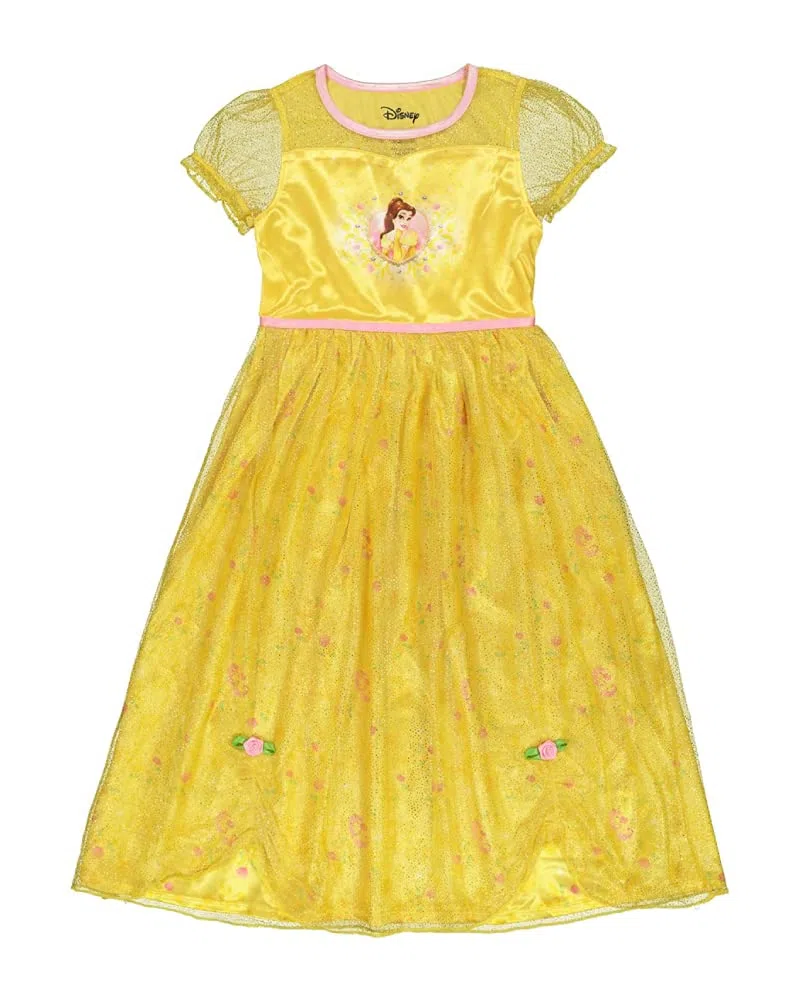Disney Girls' Big Princess Fantasy Nightgown, Belle Shines 3, 8