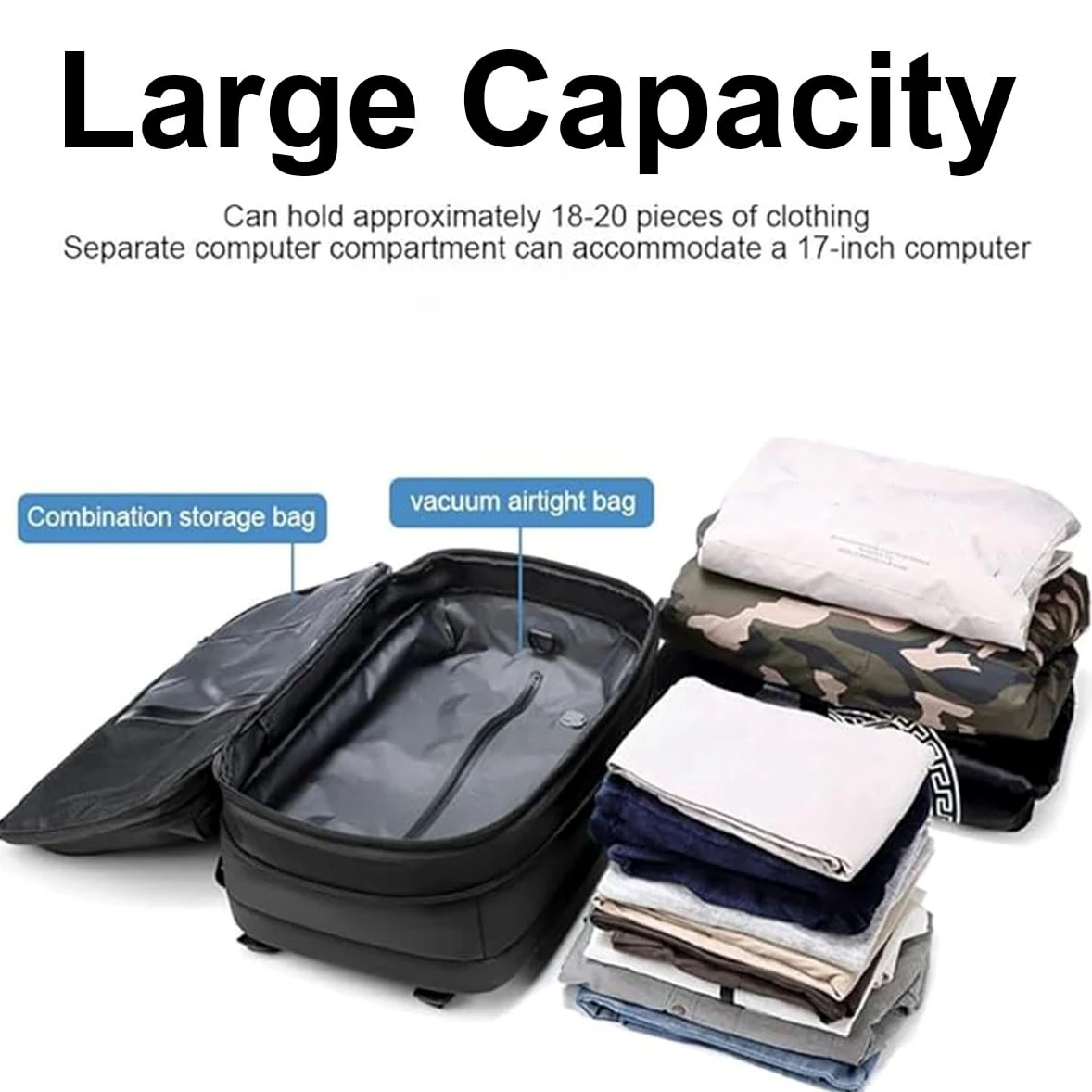 Mochila, Equipaje De Mano, Bolsa De Avión, Airbag De Vacío, Mochila De Viaje, Mochila De Mujer, Mochila De Viaje Al Vacío con Bomba, Impermeable, Maleta De Vacío For Hombre.(Noir,Air Pump)