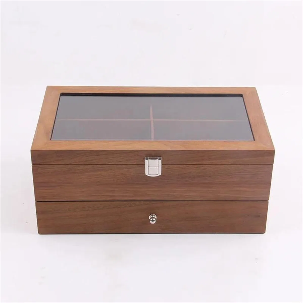 Caja para Anillos Retro 12 Redes Estuche de Almacenamiento de Madera de Doble Capa Cajas organizadoras de exhibición de Joyas de Madera para joyería