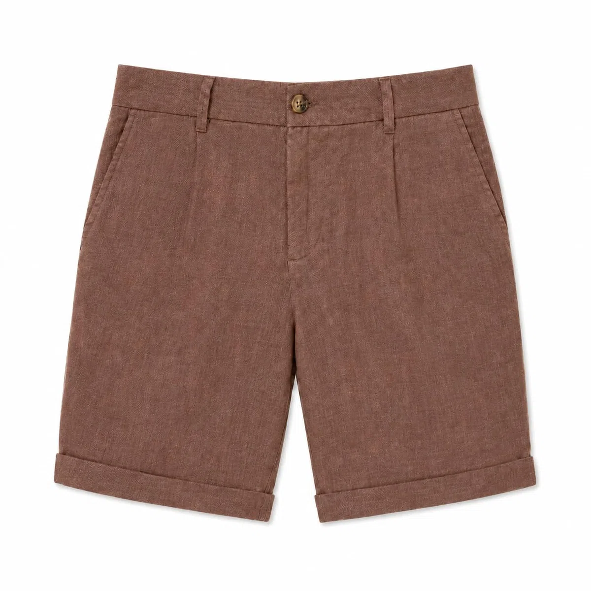 Bermuda Hombre de Lino, Pantalón Corto Casual de Verano, Shorts Elegantes con Bolsillos y Dobladillo, Estilo Mediterráneo para Playa, Vacaciones y Diario