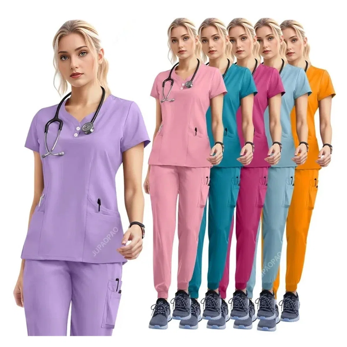 Uniforme De EnfermeríA Conjunto de uniforme médico y enfermera, conjunto de jogging for mujer, accesorios de hospital, ropa de trabajo quirúrgica for quirófano Para Enfermeras(42162-Mango,XXL)