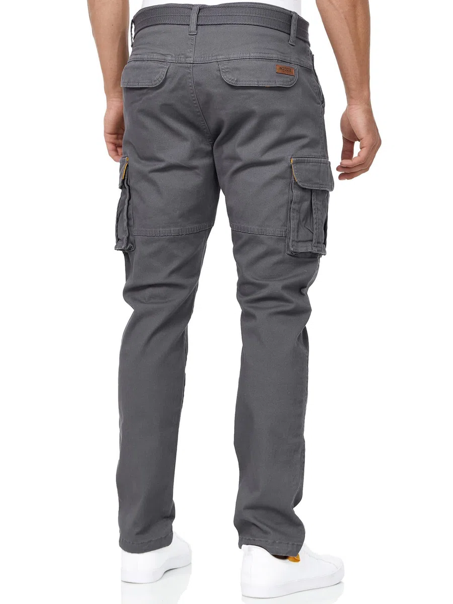 Indicode Hombres Mathen Pantalón Cargo confeccionado en 98% algodón con cinturón Incluido