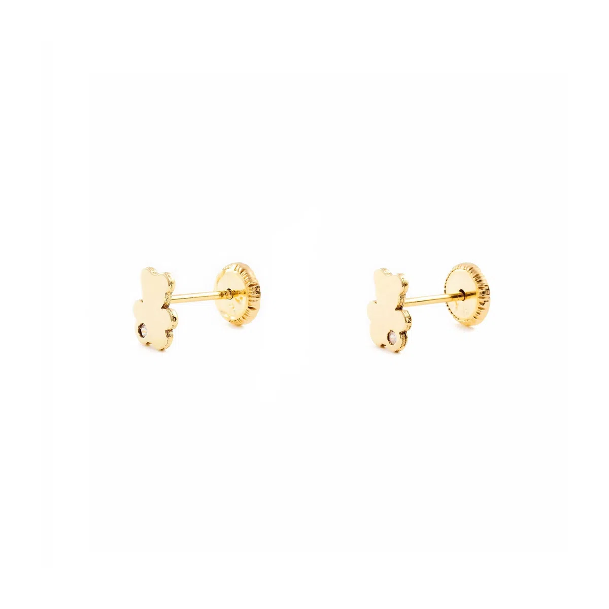 Pendientes de oro para bebé o niña con diseño de oso | Detalles de circón (9 quilates) - Estuche Regalo - Certificado de Garantía - Mondepetit