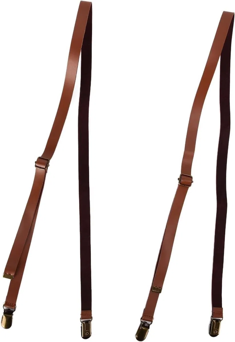 Tirantes ajustables for hombre, 2, cuero de vaca, clips metálicos for pantalones, trajes