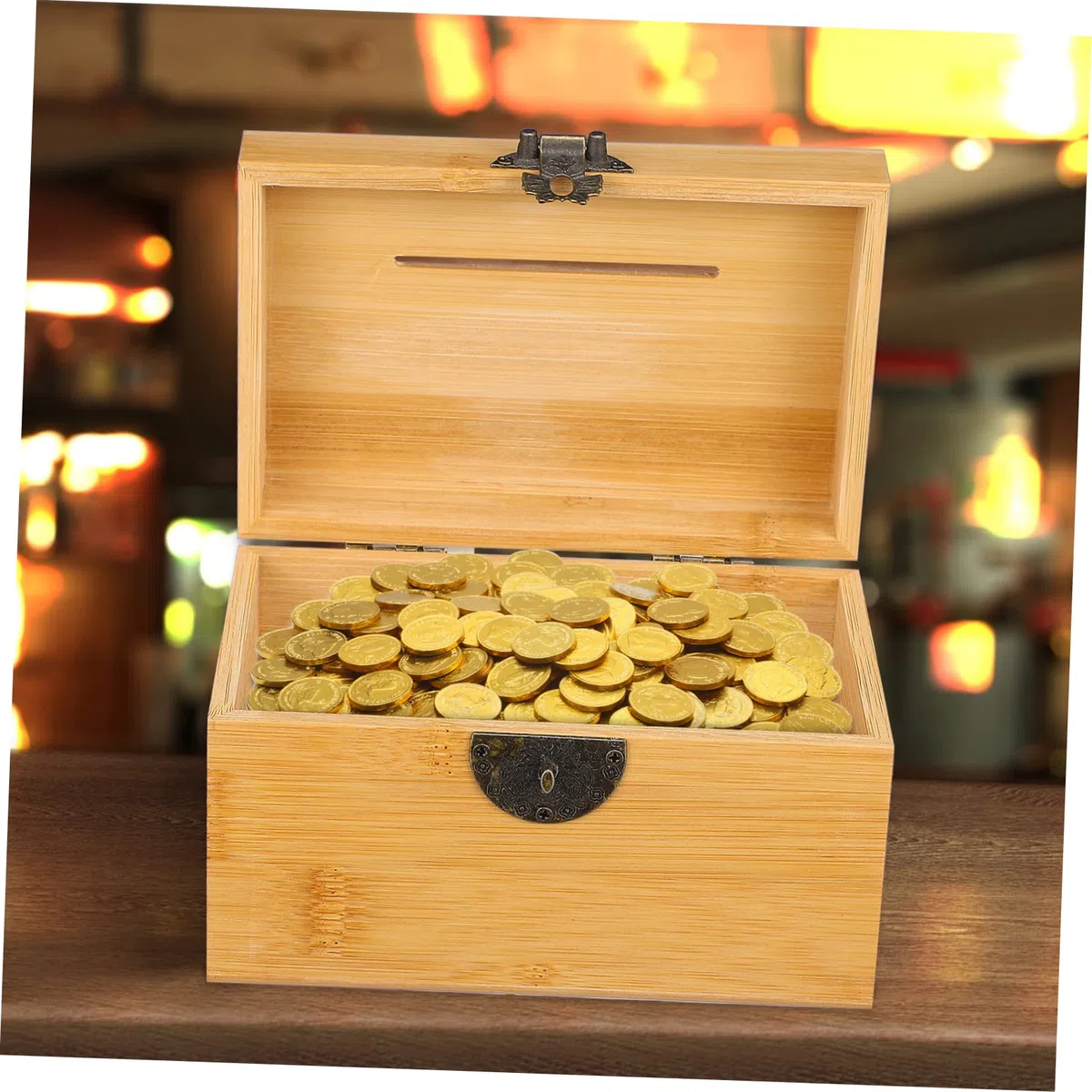Beavorty Cofre del De Madera Candado Bloqueable Dinero De Los Piggy Bank Código Adulto Retro Ahorro Caja del Almacenamiento con Cerradura Pequeño Cofre del Bambú