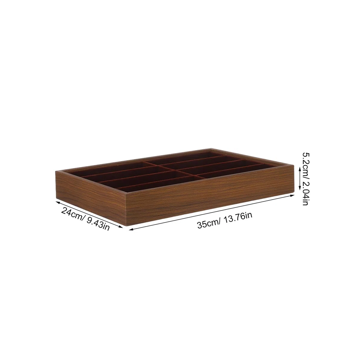 Artibetter Bandeja Organizadora para Gafas 8 Compartimentos de Madera Nogal Estuche sin Tapa para Guardar Gafas de Sol y Joyas Soporte Antideslizante para Escritorio y Viaje