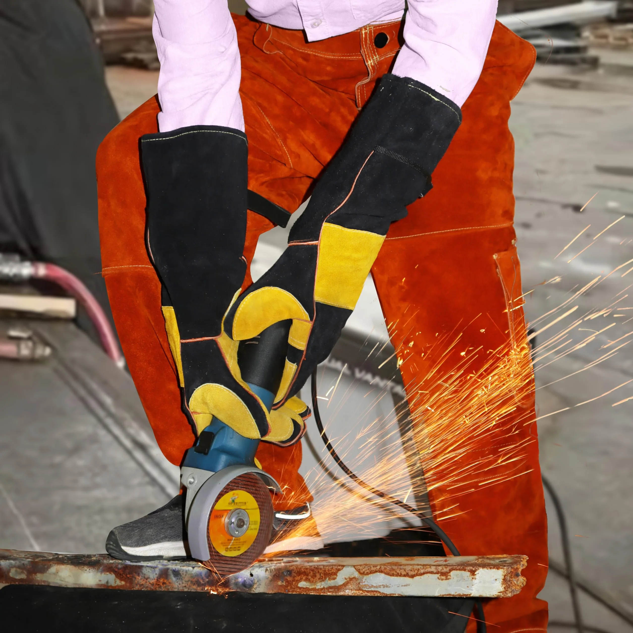 Pantalones Protectores de Cuero para Soldadura, Resistentes al Calor y a Las Llamas, protección Resistente para tareas industriales