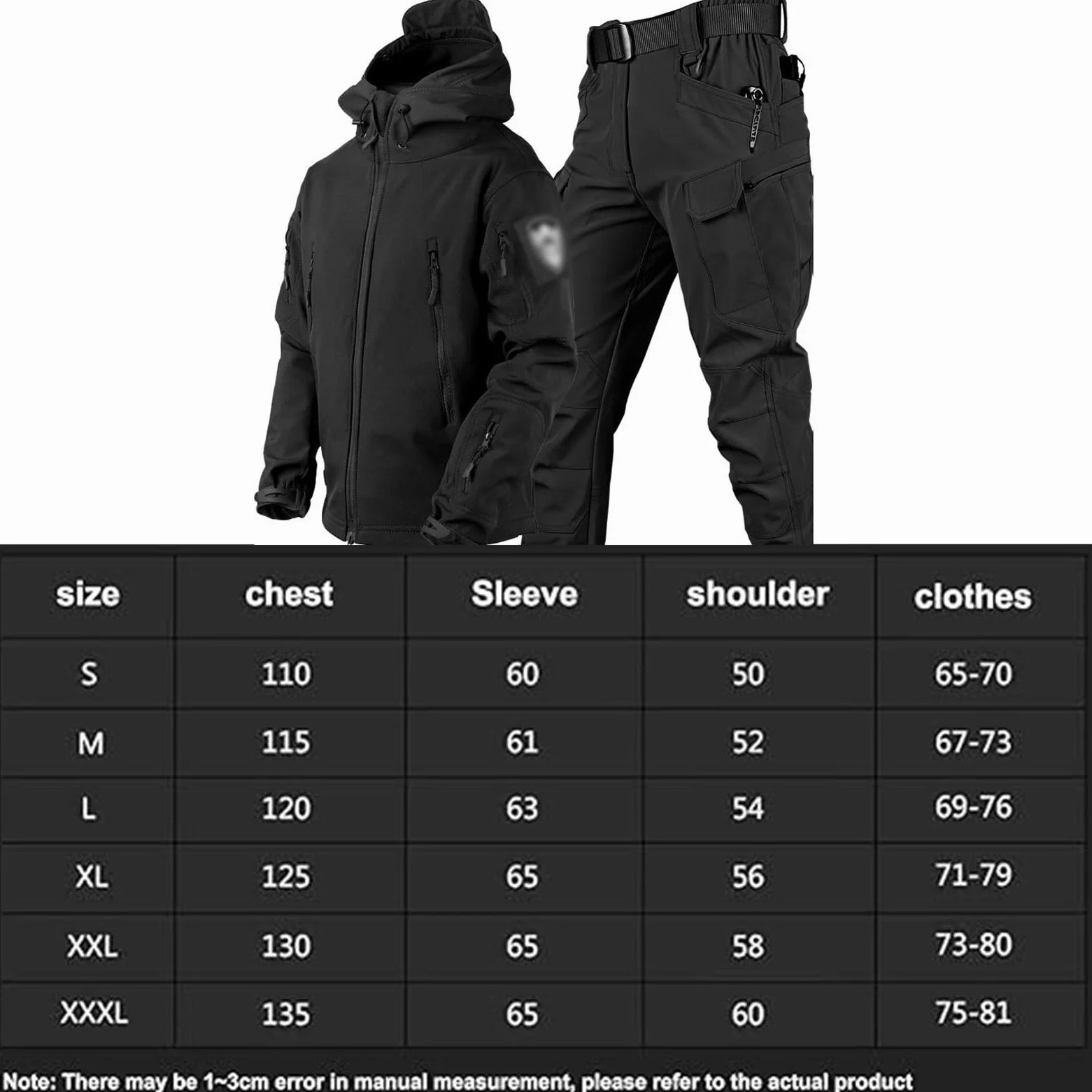 Conjunto de uniformes tácticos de combate para hombre - Impermeable y camuflaje - Incluye chaqueta de softshell y pantalones para caza y tiro