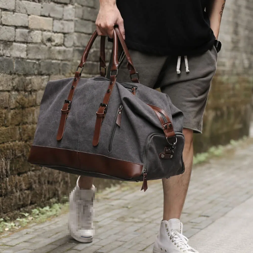 Bolsas de Lona de Viaje Equipaje Grande Hecho a Mano Bolsa de Lona Carryall Weekender Travel Overnight Gym Sports Carry On Duffel Bag para Hombres y Mujeres para Viajes Deportes Gimnasio