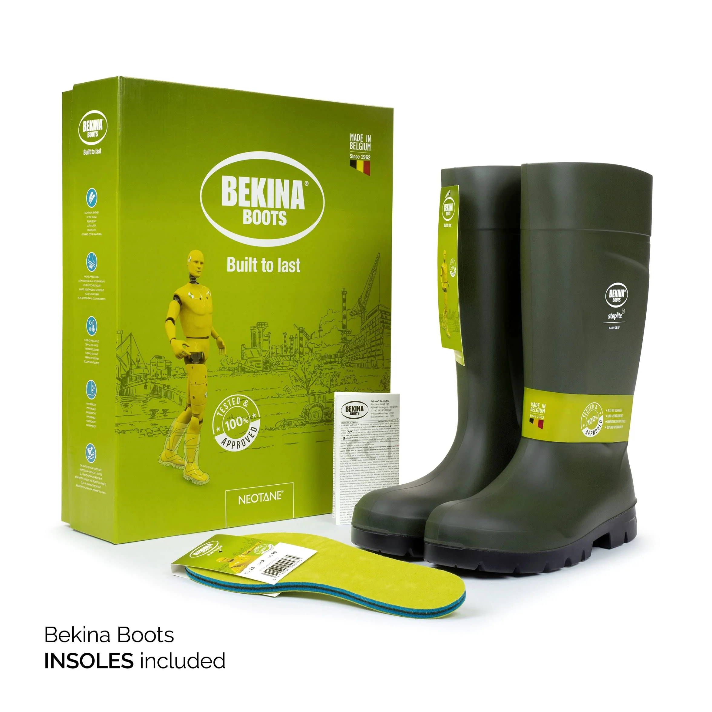 Botas de Seguridad para Hombres, Puntera de Acero y Suela de Seguridad para la Agricultura, Ligeras, de Gran Comodidad, Antideslizante, Resistente al Productos de Limpieza, Verde, EU 41