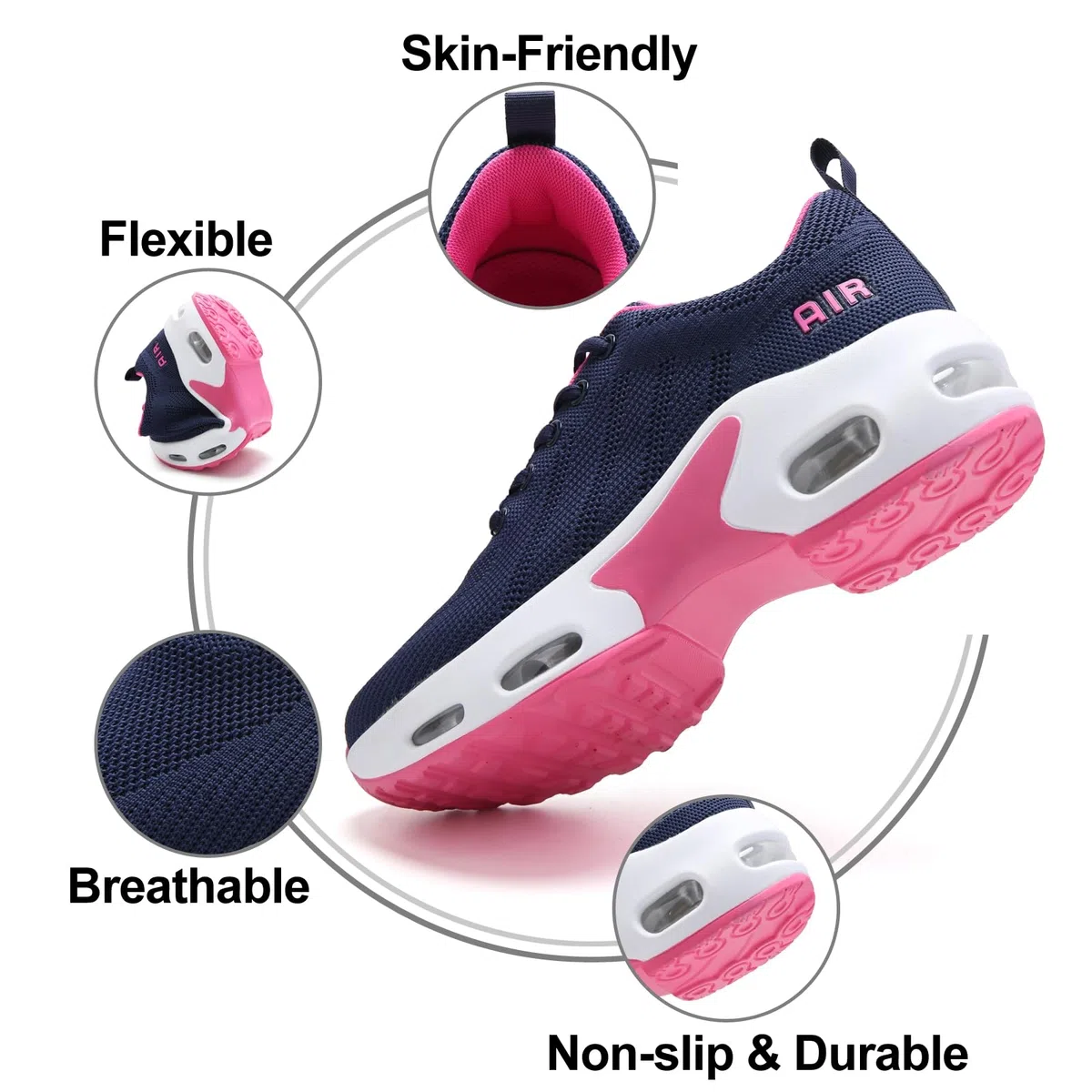 Zapatillas Deportivas Mujer Running Sneakers con Soporte Arco Comodas Casual Ligeras de Malla Zapatos