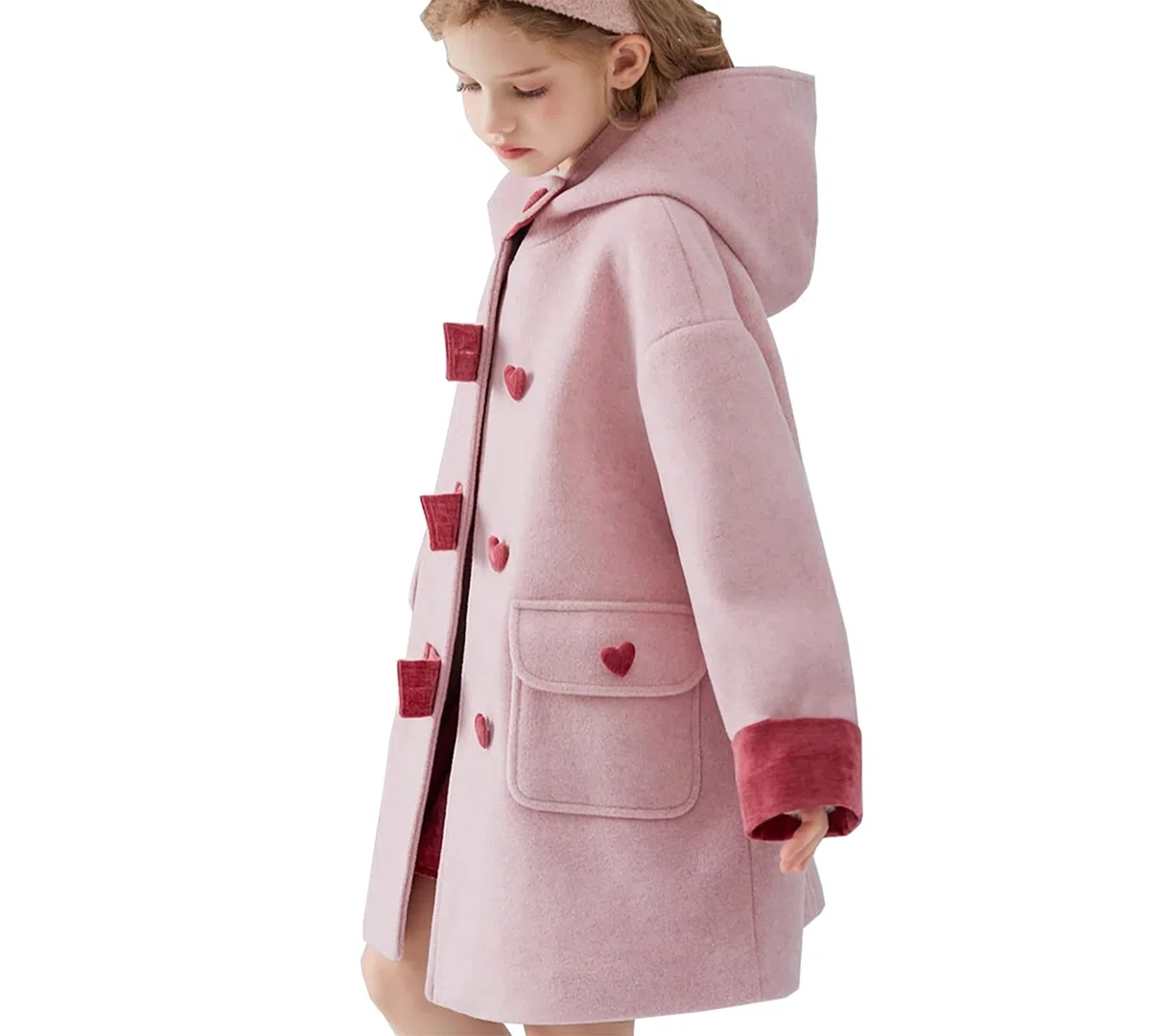 Abrigo para niña, color otoño, invierno, engrosamiento, gabardina, clip de algodón, abrigo con capucha